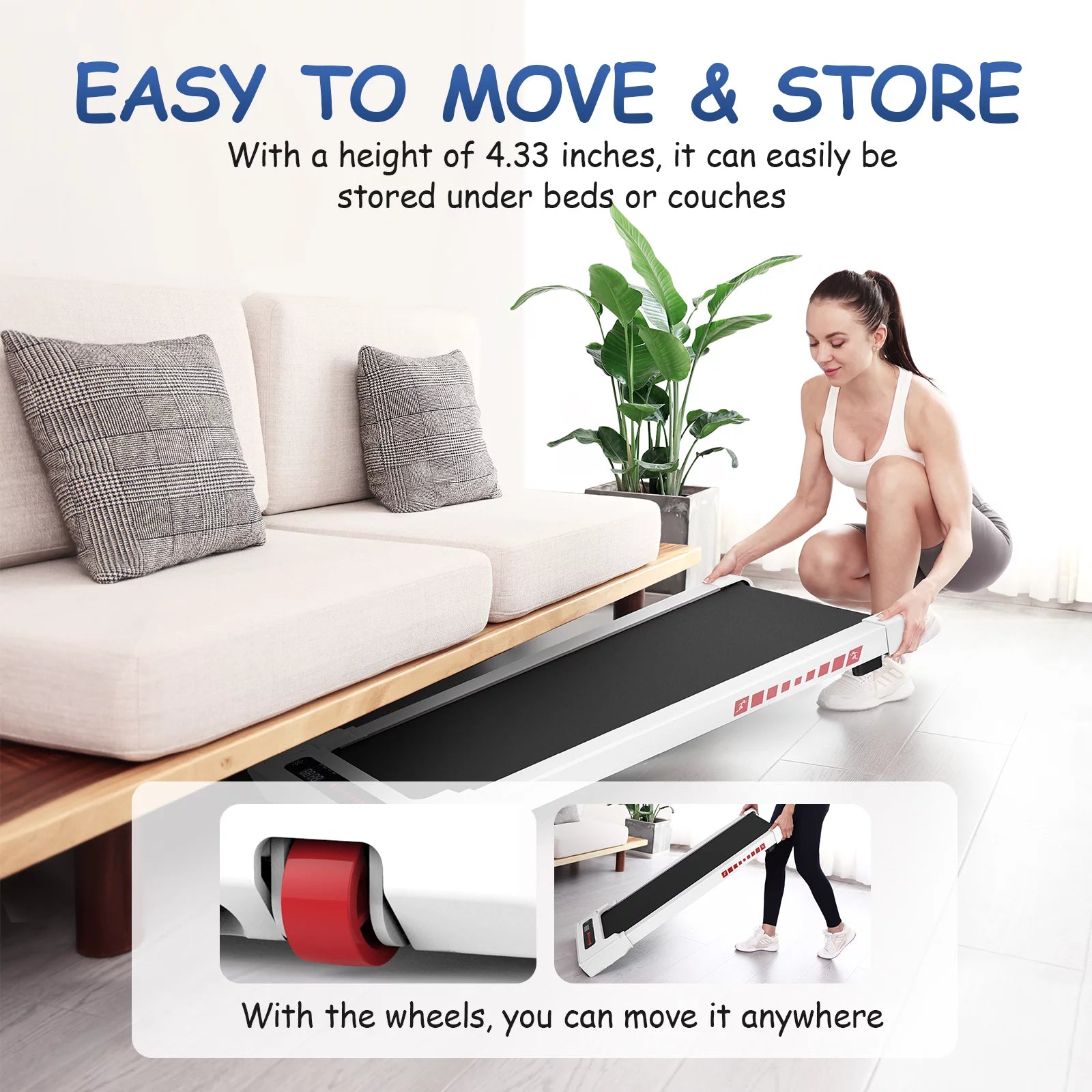 Smart Walking Pad: Compact Foldable Treadmill with Remote Control & Bluetooth Connectivity