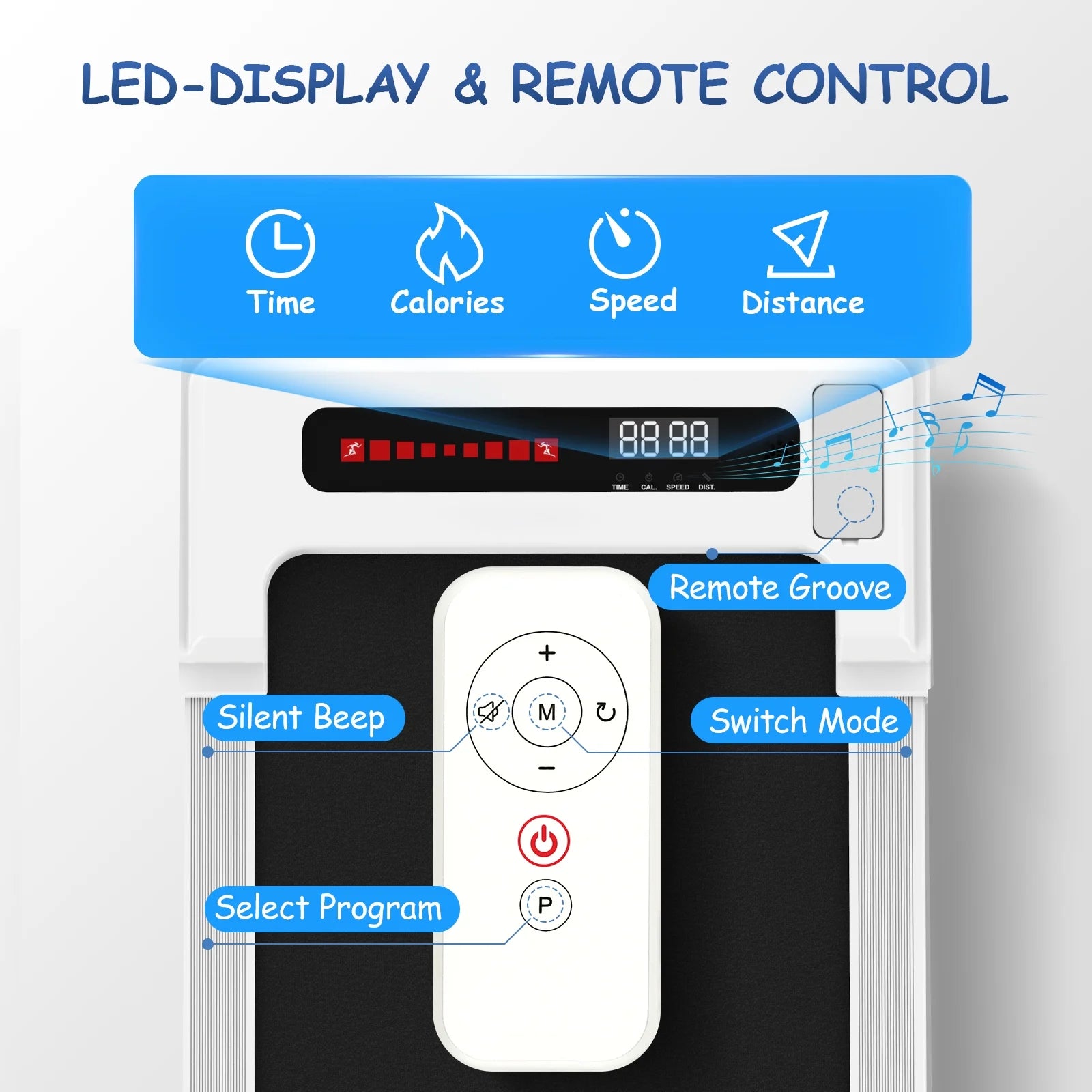 Smart Walking Pad: Compact Foldable Treadmill with Remote Control & Bluetooth Connectivity