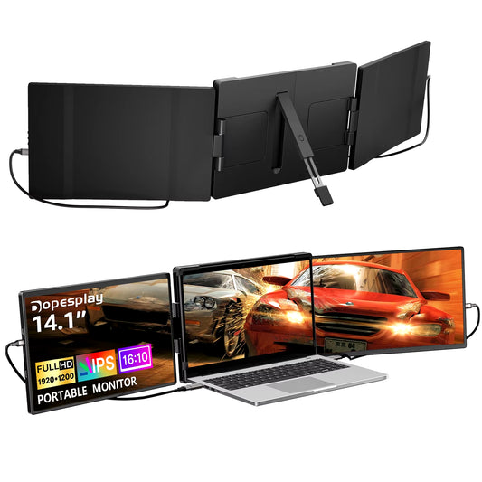 Dopesplay Pro 14.1" Triple Laptop Screen Extender - FHD 1200P IPS Display for Multitasking & Gaming