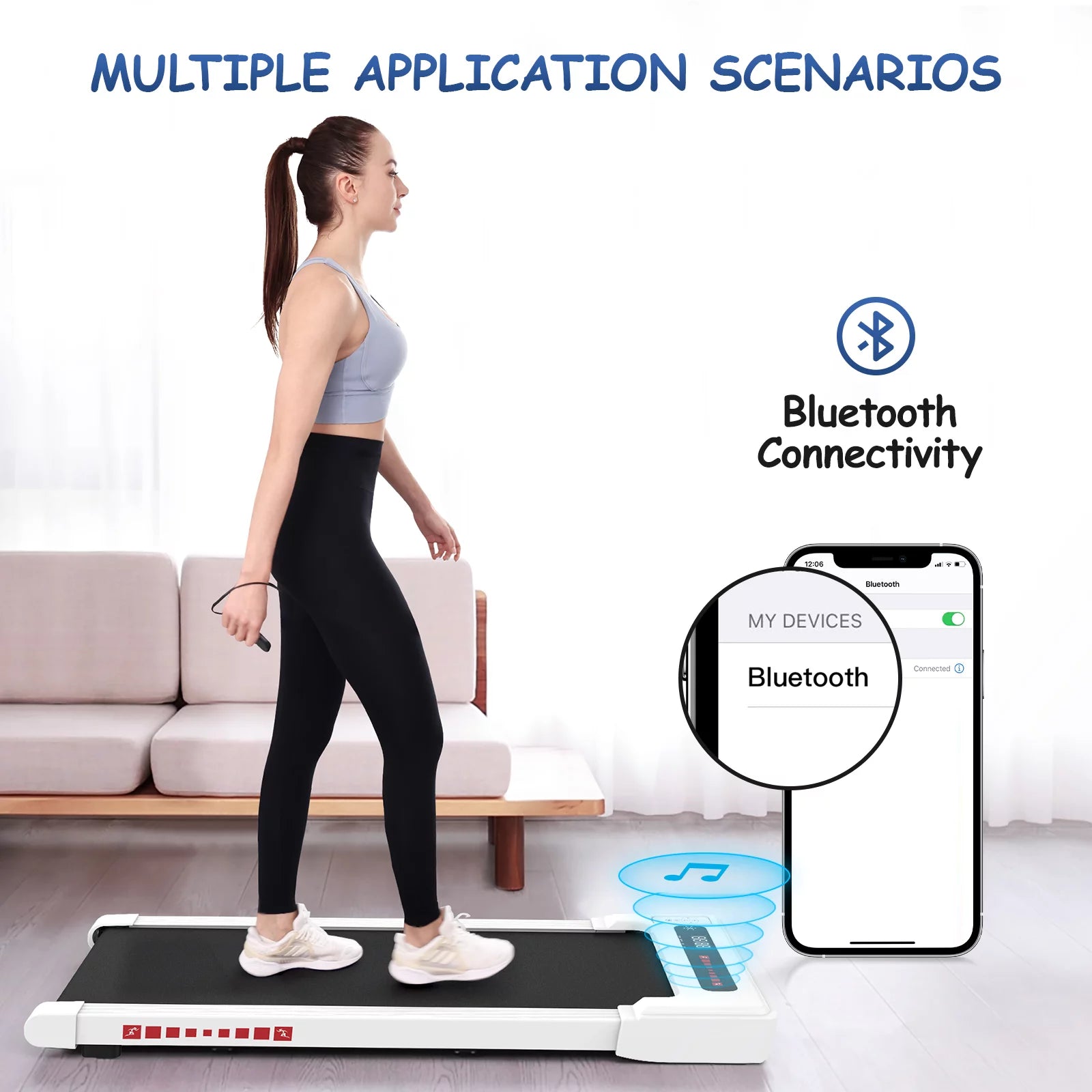 Smart Walking Pad: Compact Foldable Treadmill with Remote Control & Bluetooth Connectivity