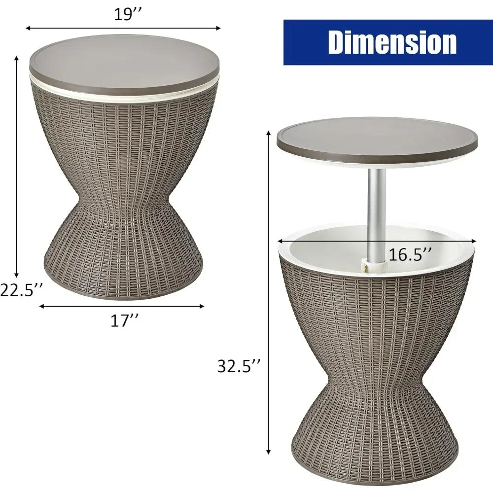 CoolTable – Outdoor Rattan Table with Built-in Cooler & Adjustable Height