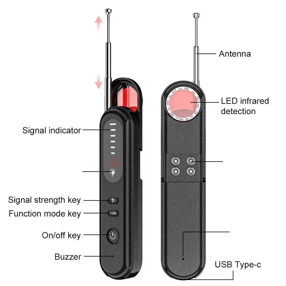 Advanced Anti-Spy Detector for Privacy Protection – Multi-Functional RF Signal Scanner with Camera, GPS & WiFi Detection